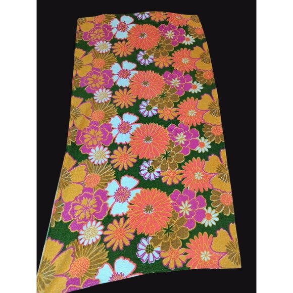 Vintage Mid Century Bath Sheet Beach Towel Retro Kitsch NOS Flowers 1960s MCM Hu - Picture 5 of 8